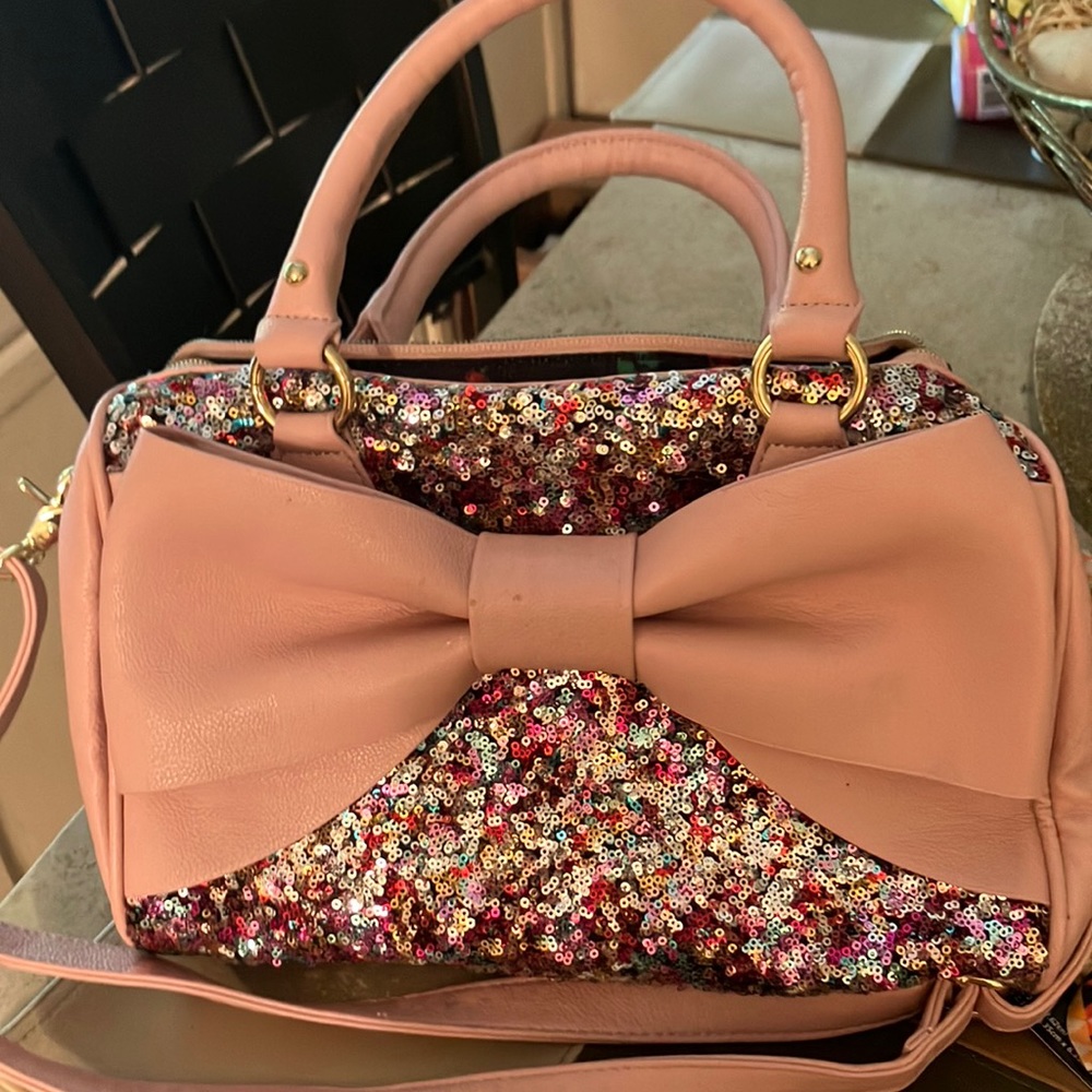 Betsey Johnson sequin purse with bow.